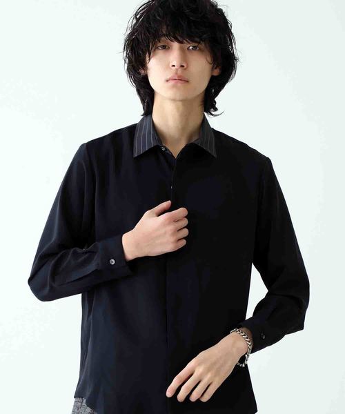 STUDIOUS(ステュディオス)の「【STUDIOUS】ドレープフライフロントクレリックシャツ(シャツ/ブラウス・メンズ・ベージュ/ネイビー/アイボリー・1/2/3)」の3枚目の写真