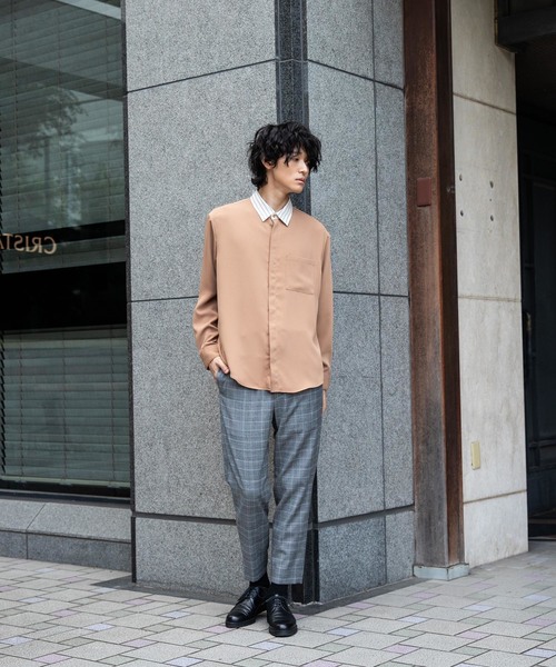 STUDIOUS(ステュディオス)の「【STUDIOUS】ドレープフライフロントクレリックシャツ(シャツ/ブラウス・メンズ・ベージュ/ネイビー/アイボリー・1/2/3)」の7枚目の写真