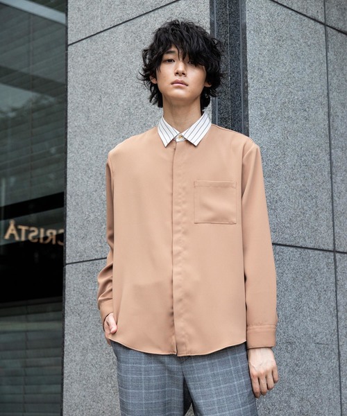 STUDIOUS(ステュディオス)の「【STUDIOUS】ドレープフライフロントクレリックシャツ(シャツ/ブラウス・メンズ・ベージュ/ネイビー/アイボリー・1/2/3)」の9枚目の写真