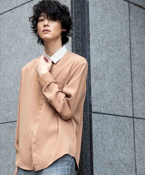 STUDIOUS(ステュディオス)の「【STUDIOUS】ドレープフライフロントクレリックシャツ(シャツ/ブラウス・メンズ・ベージュ/ネイビー/アイボリー・1/2/3)」の10枚目の写真