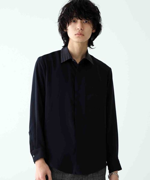 STUDIOUS(ステュディオス)の「【STUDIOUS】ドレープフライフロントクレリックシャツ(シャツ/ブラウス・メンズ・ベージュ/ネイビー/アイボリー・1/2/3)」の18枚目の写真