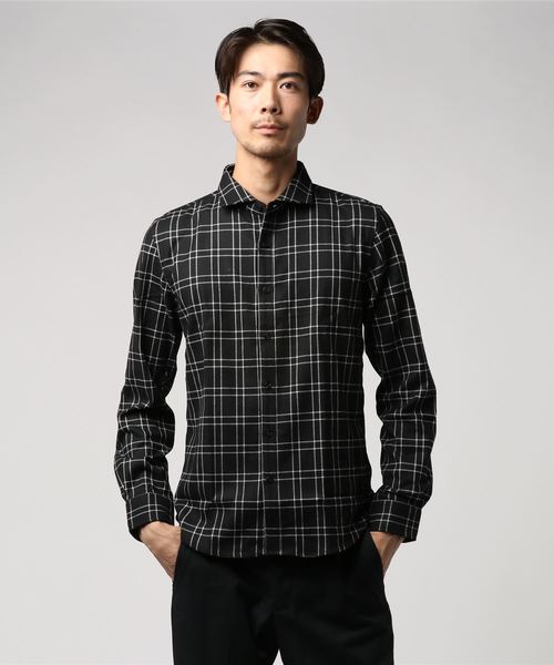 シンプルなチェックシャツ　レギュラーシャツ