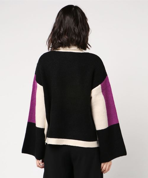 archives(アルシーヴ)の「カラーブロックタートルニット(ニット/セーター・レディース・ブラック/ブラウン/オフホワイト・MEDIUM)」の5枚目の写真
