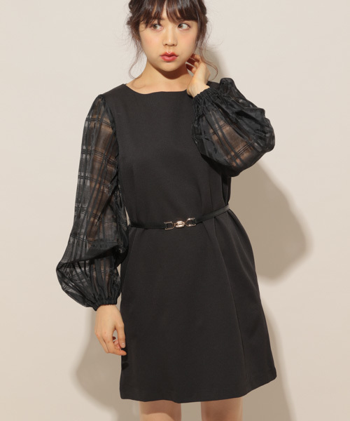 apres jour（アプレジュール）の「【PARTY】チェックスリーブワンピース【ZOZOTOWN限定アイテム】（ワンピース・レディース・ネイビー/ブラック・フリー）」の2枚目の写真