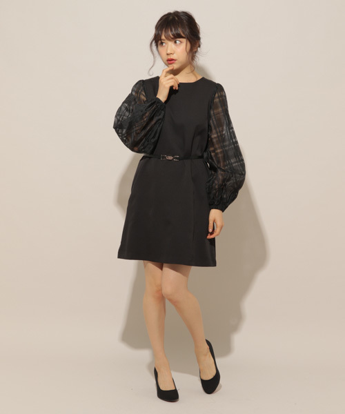 apres jour（アプレジュール）の「【PARTY】チェックスリーブワンピース【ZOZOTOWN限定アイテム】（ワンピース・レディース・ネイビー/ブラック・フリー）」の6枚目の写真