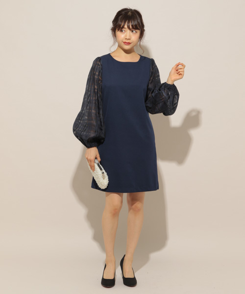 apres jour（アプレジュール）の「【PARTY】チェックスリーブワンピース【ZOZOTOWN限定アイテム】（ワンピース・レディース・ネイビー/ブラック・フリー）」の4枚目の写真