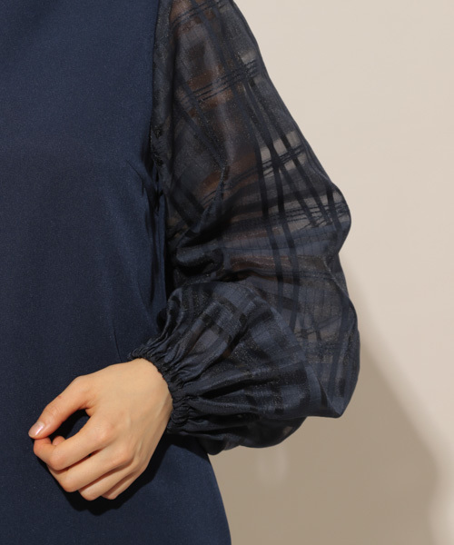 apres jour（アプレジュール）の「【PARTY】チェックスリーブワンピース【ZOZOTOWN限定アイテム】（ワンピース・レディース・ネイビー/ブラック・フリー）」の9枚目の写真