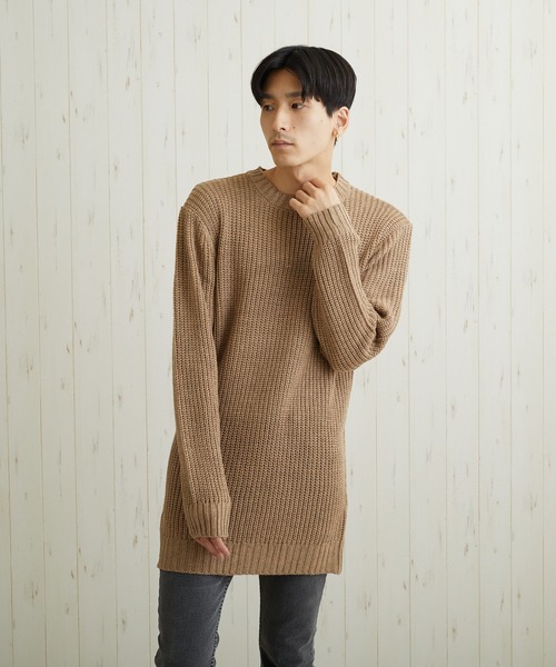 Bling Leads（ブリングリーズ）の「【Bl】【Bling Leads】ロングニット（ニット/セーター・レディース・アイボリー/グレー/カーキ/ブラック/ベージュ/パープル・MEDIUM/LARGE）」の5枚目の写真