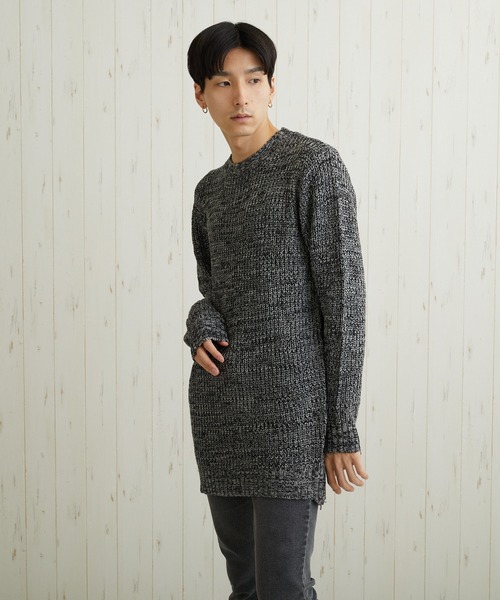 Bling Leads（ブリングリーズ）の「【Bl】【Bling Leads】ロングニット（ニット/セーター・レディース・アイボリー/グレー/カーキ/ブラック/ベージュ/パープル・MEDIUM/LARGE）」の4枚目の写真