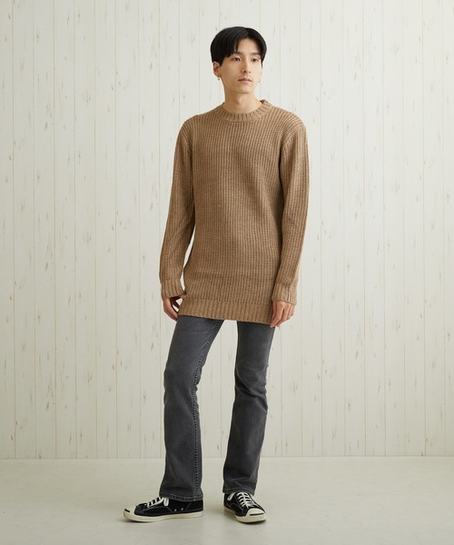 Bling Leads（ブリングリーズ）の「【Bl】【Bling Leads】ロングニット（ニット/セーター・レディース・アイボリー/グレー/カーキ/ブラック/ベージュ/パープル・MEDIUM/LARGE）」の10枚目の写真