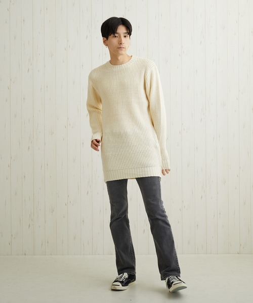 Bling Leads（ブリングリーズ）の「【Bl】【Bling Leads】ロングニット（ニット/セーター・レディース・アイボリー/グレー/カーキ/ブラック/ベージュ/パープル・MEDIUM/LARGE）」の12枚目の写真