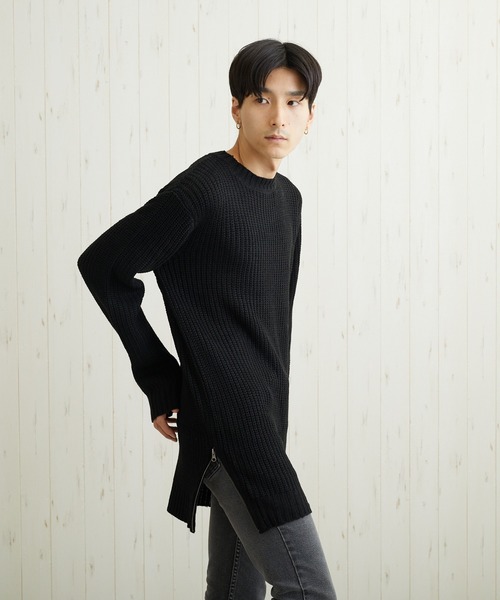 Bling Leads（ブリングリーズ）の「【Bl】【Bling Leads】ロングニット（ニット/セーター・レディース・アイボリー/グレー/カーキ/ブラック/ベージュ/パープル・MEDIUM/LARGE）」の14枚目の写真