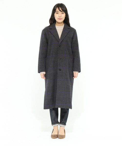LAKOLE（ラコレ）の「チェック柄メルトンロングコート / LAKOLE