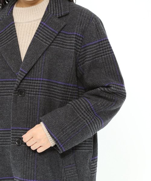 LAKOLE（ラコレ）の「チェック柄メルトンロングコート / LAKOLE