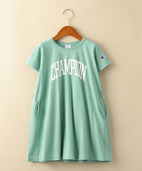 Champion(チャンピオン)の「【キッズ】〔別注〕CHAMPION(チャンピオン)ロゴワンピース(ワンピース)」|ライム