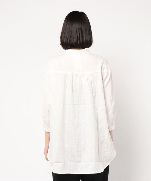 KOBE LETTUCE（コウベレタス）の「コットンレースオーバーサイズチュニックブラウス（シャツ/ブラウス・レディース・オフホワイト/ストライプ/ミント・FREE）」の5枚目の写真