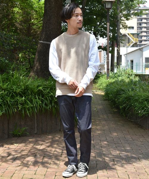 SHIPS（シップス）の「SC: WOOLMARK マシンウォッシュ対応 畔編み クルーネック ニット ベスト（ベスト・メンズ・オリーブ/ネイビー/ベージュ・LARGE/SMALL/X-LARGE/MEDIUM）」の13枚目の写真