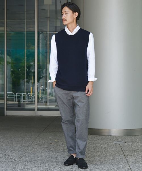 SHIPS（シップス）の「SC: WOOLMARK マシンウォッシュ対応 畔編み クルーネック ニット ベスト（ベスト・メンズ・オリーブ/ネイビー/ベージュ・LARGE/SMALL/X-LARGE/MEDIUM）」の19枚目の写真