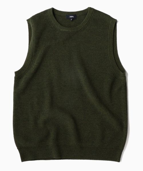 SHIPS（シップス）の「SC: WOOLMARK マシンウォッシュ対応 畔編み クルーネック ニット ベスト（ベスト・メンズ・オリーブ/ネイビー/ベージュ・LARGE/SMALL/X-LARGE/MEDIUM）」の22枚目の写真