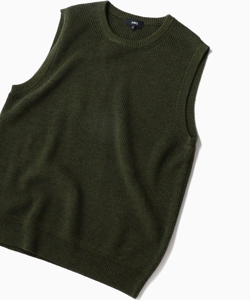SHIPS（シップス）の「SC: WOOLMARK マシンウォッシュ対応 畔編み クルーネック ニット ベスト（ベスト・メンズ・オリーブ/ネイビー/ベージュ・LARGE/SMALL/X-LARGE/MEDIUM）」の2枚目の写真