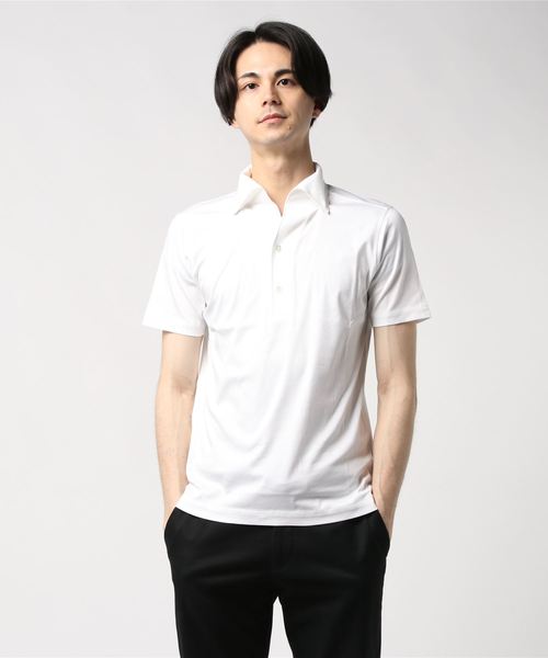 DESIGNWORKS（デザインワークス）の「ワンピースカラースムースポロ（Tシャツ/カットソー・メンズ・ホワイト/ダークネイビー・46/48/50）」の2枚目の写真