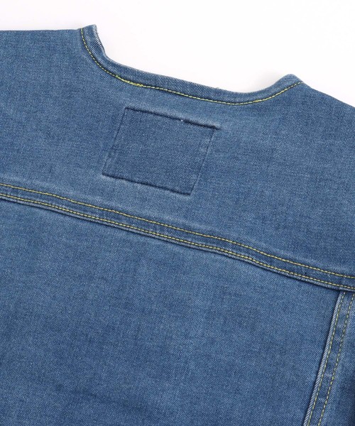 MAKE YOUR DAY（メイクユアデイ）の「ノーカラーＧジャン■80～140cm（デニムジャケット・キッズ・ブルー/ネイビー・90/100/110/120/130/140/80）」の12枚目の写真