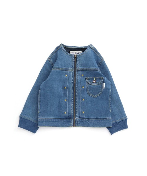 MAKE YOUR DAY（メイクユアデイ）の「ノーカラーＧジャン■80～140cm（デニムジャケット・キッズ・ブルー/ネイビー・90/100/110/120/130/140/80）」の6枚目の写真
