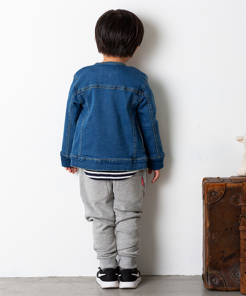 MAKE YOUR DAY（メイクユアデイ）の「ノーカラーＧジャン■80～140cm（デニムジャケット・キッズ・ブルー/ネイビー・90/100/110/120/130/140/80）」の4枚目の写真
