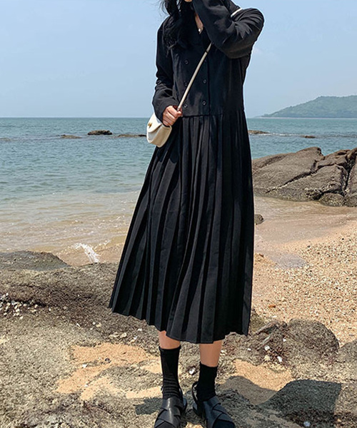 Junoah ジュノア の テーラードカラープリーツワンピース ワンピース Wear