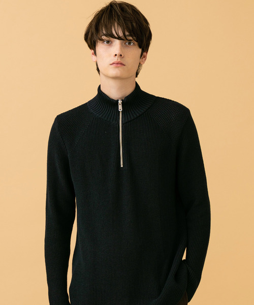STUDIOUS（ステュディオス）の「【STUDIOUS】リブアミハーフジッププルオーバーニット【ZOZO限定】（ニット/セーター・メンズ・ホワイト/ブラック/ネイビー・1/2/3）」の7枚目の写真