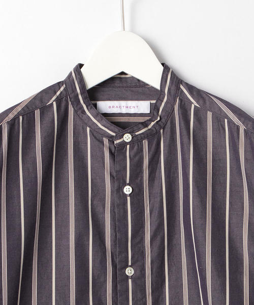 BRACTMENT（ブラクトメント）の「『BRACTMENT（ブラクトメント)』 ストライプ ルーズバンド シャツ（シャツ/ブラウス・メンズ・ホワイト/ベージュ/モカ・38/40/36）」の9枚目の写真