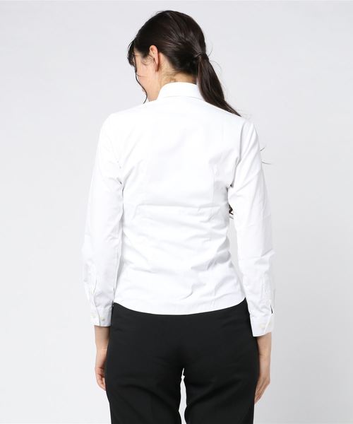TOKYO SHIRTS(トウキョウシャツ)の「形態安定ノーアイロン レギュラー衿 白無地ベーシック 長袖ビジネスワイシャツ(ビジネスシャツ・レディース・ホワイト・S/M/L/LL/XL/XS)」の4枚目の写真