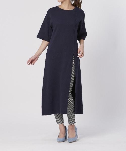 Ocean Pacific（オーシャンパシフィック）の「【OP/オーピー】レディーススリットワンピース / ワッフル 半袖 スリット ロングワンピース（ワンピース・レディース・ベージュ/ネイビー/ピンク/アイボリー・MEDIUM/LARGE）」の4枚目の写真