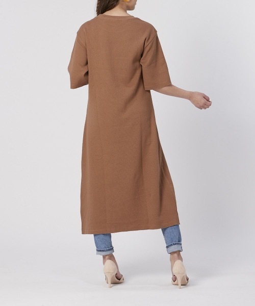 Ocean Pacific（オーシャンパシフィック）の「【OP/オーピー】レディーススリットワンピース / ワッフル 半袖 スリット ロングワンピース（ワンピース・レディース・ベージュ/ネイビー/ピンク/アイボリー・MEDIUM/LARGE）」の9枚目の写真