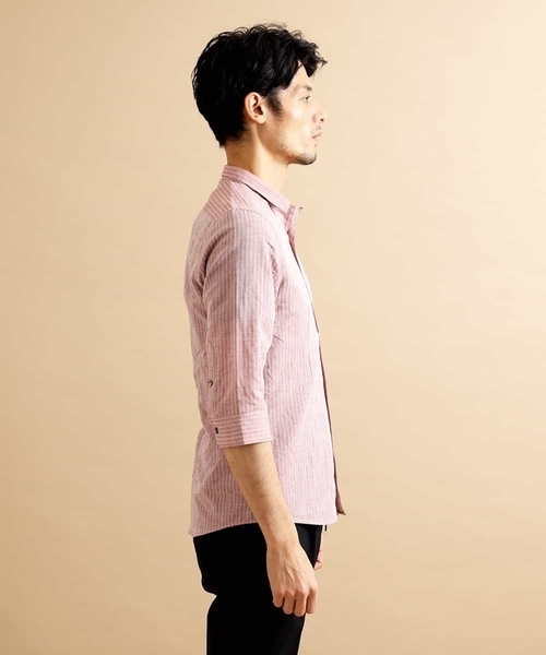 MICHEL KLEIN HOMME (ミッシェルクランオム)の「七分シャツ(ハードマンサッカー)(シャツ/ブラウス・メンズ・カーキ/ブルー/オレンジ系その他/ダークネイビー・46/48/51)」の6枚目の写真