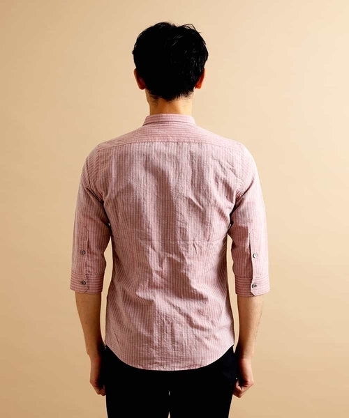 MICHEL KLEIN HOMME (ミッシェルクランオム)の「七分シャツ(ハードマンサッカー)(シャツ/ブラウス・メンズ・カーキ/ブルー/オレンジ系その他/ダークネイビー・46/48/51)」の7枚目の写真