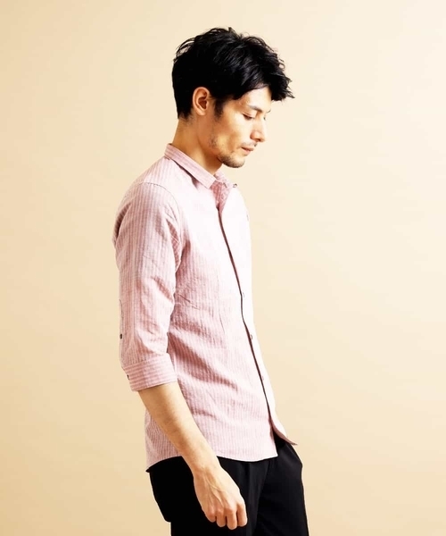 MICHEL KLEIN HOMME (ミッシェルクランオム)の「七分シャツ(ハードマンサッカー)(シャツ/ブラウス・メンズ・カーキ/ブルー/オレンジ系その他/ダークネイビー・46/48/51)」の12枚目の写真