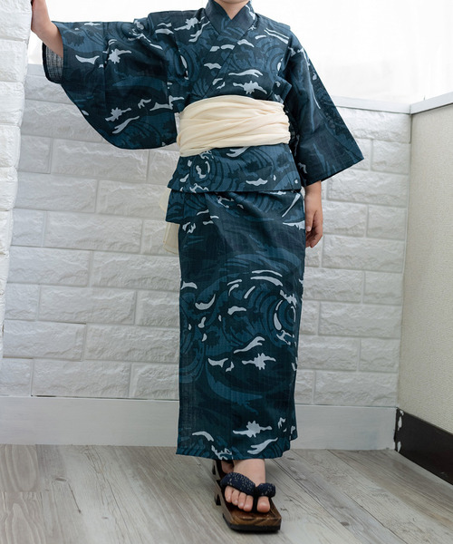 KYOETSU 変わり織浴衣2点セット Amazon | [KYOETSU] [キョウエツ] 浴衣セット 変わり織 生成り