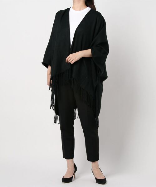 coca（coca）（コカ）の「マルチウェイ無地・柄選べるストールポンチョ（ストール/ショール・レディース・ダークベージュ/ブラック/B/A・ONE SIZE）」の8枚目の写真