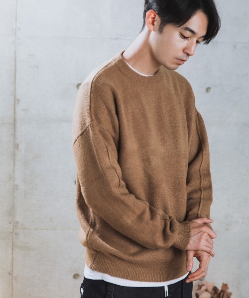 rehacer（レアセル）の「rehacer : Drop Shoulder Loose Knit / ドロップショルダー  ルーズニット（ニット/セーター・メンズ・ブラック/パープル/ベージュ/ブラウン・MEDIUM/LARGE/X-LARGE）」の5枚目の写真