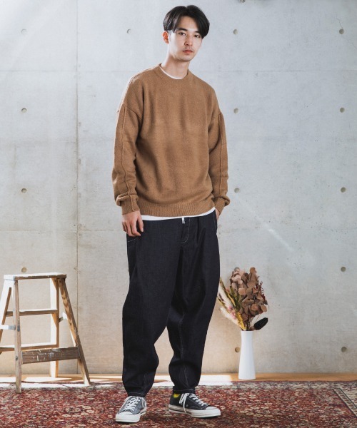 rehacer（レアセル）の「rehacer : Drop Shoulder Loose Knit / ドロップショルダー  ルーズニット（ニット/セーター・メンズ・ブラック/パープル/ベージュ/ブラウン・MEDIUM/LARGE/X-LARGE）」の10枚目の写真