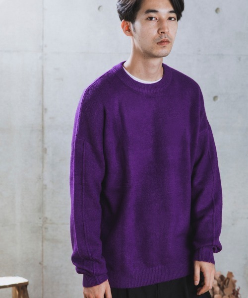 rehacer（レアセル）の「rehacer : Drop Shoulder Loose Knit / ドロップショルダー  ルーズニット（ニット/セーター・メンズ・ブラック/パープル/ベージュ/ブラウン・MEDIUM/LARGE/X-LARGE）」の7枚目の写真