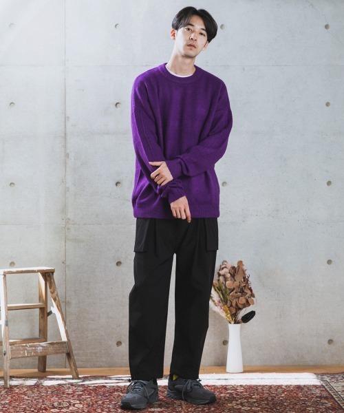 rehacer（レアセル）の「rehacer : Drop Shoulder Loose Knit / ドロップショルダー  ルーズニット（ニット/セーター・メンズ・ブラック/パープル/ベージュ/ブラウン・MEDIUM/LARGE/X-LARGE）」の8枚目の写真
