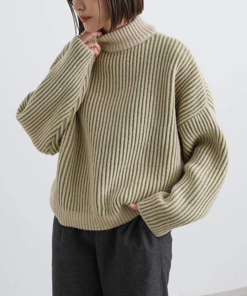 select MOCA（セレクトモカ）の「バイカラーリブ編みオーバーニット