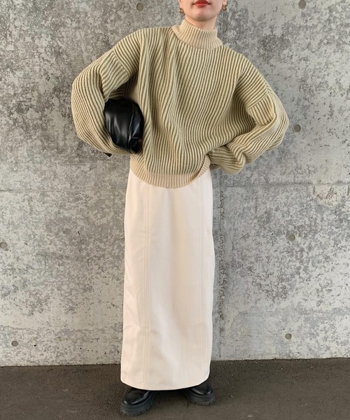 select MOCA（セレクトモカ）の「バイカラーリブ編みオーバーニット