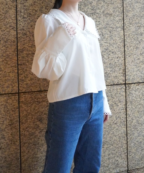 yuue' ( wear )(ユーイ)の「ビッグカラーボリュームスリーブシャツ(シャツ/ブラウス・レディース・ホワイト・S/M)」の2枚目の写真