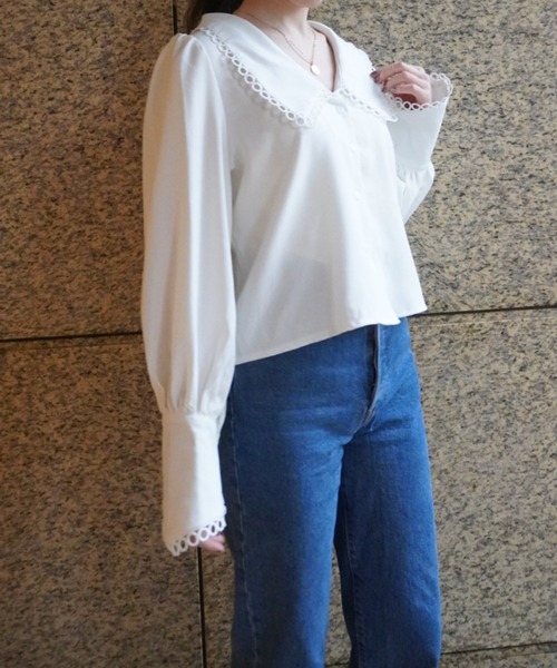 yuue' ( wear )(ユーイ)の「ビッグカラーボリュームスリーブシャツ(シャツ/ブラウス・レディース・ホワイト・S/M)」の3枚目の写真