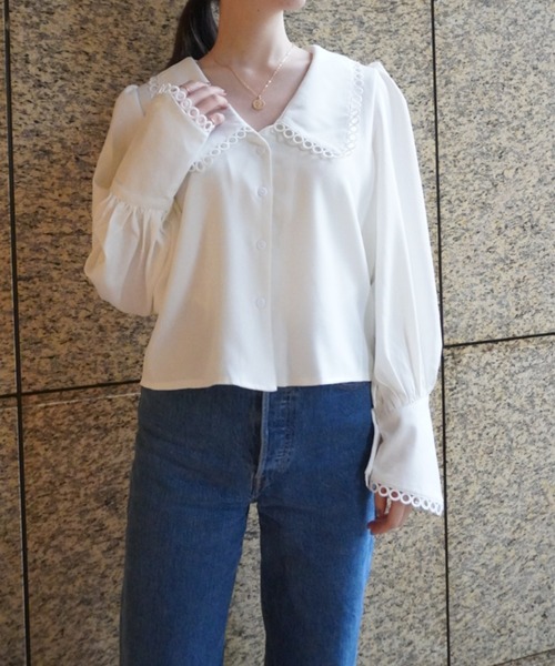yuue' ( wear )(ユーイ)の「ビッグカラーボリュームスリーブシャツ(シャツ/ブラウス・レディース・ホワイト・S/M)」の4枚目の写真