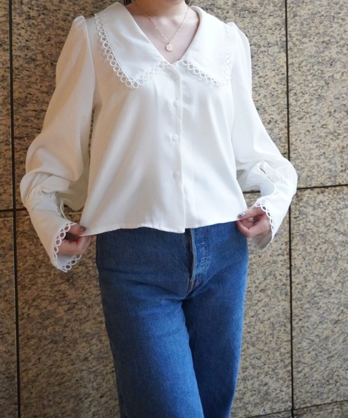 yuue' ( wear )(ユーイ)の「ビッグカラーボリュームスリーブシャツ(シャツ/ブラウス・レディース・ホワイト・S/M)」の5枚目の写真