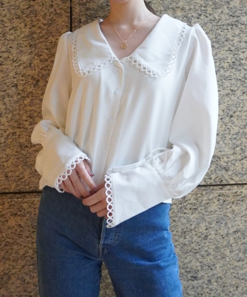 yuue' ( wear )(ユーイ)の「ビッグカラーボリュームスリーブシャツ(シャツ/ブラウス・レディース・ホワイト・S/M)」の6枚目の写真